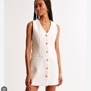BeBop White Mini Dress with Gold Buttons